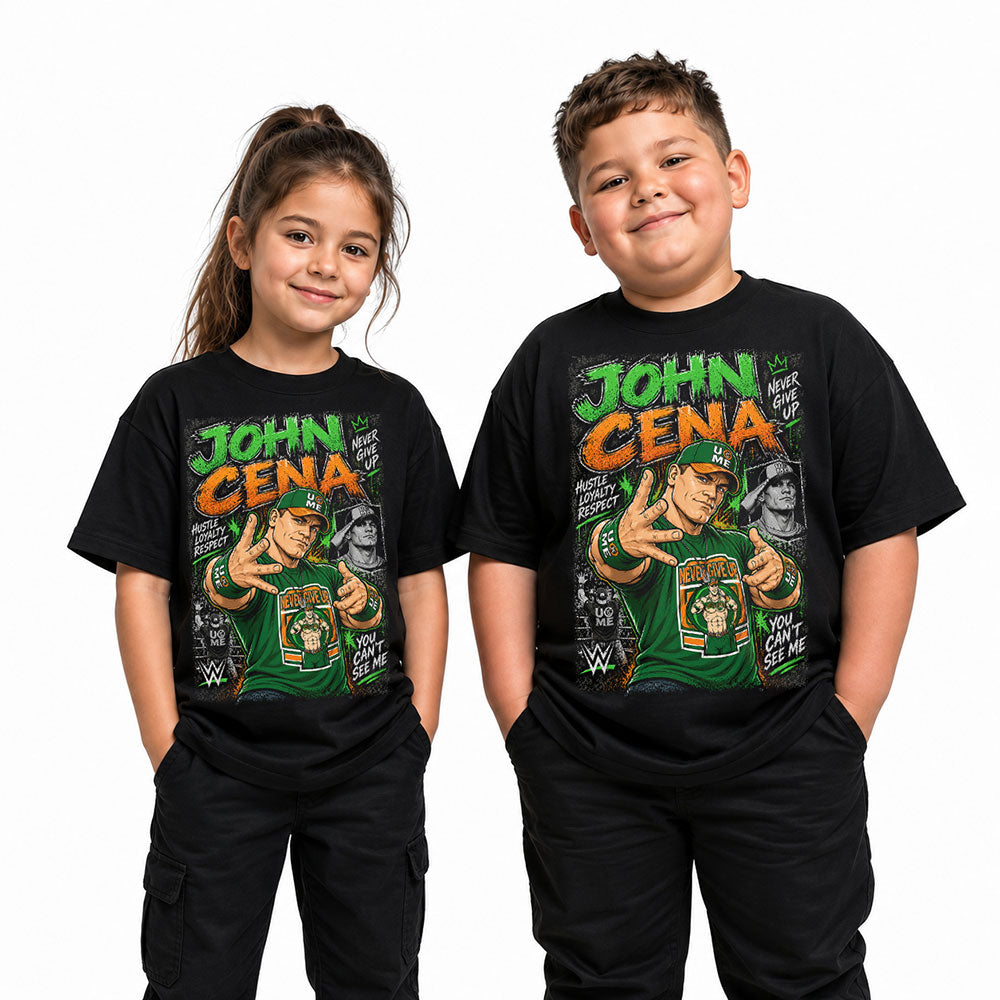 John Cena Never Give Up WWE Wrestling Black Unisex T-Shirt