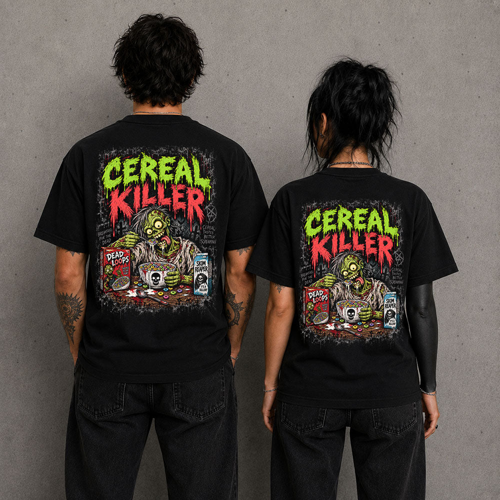 Cereal Killer Funny Graphic Black Unisex T-Shirt