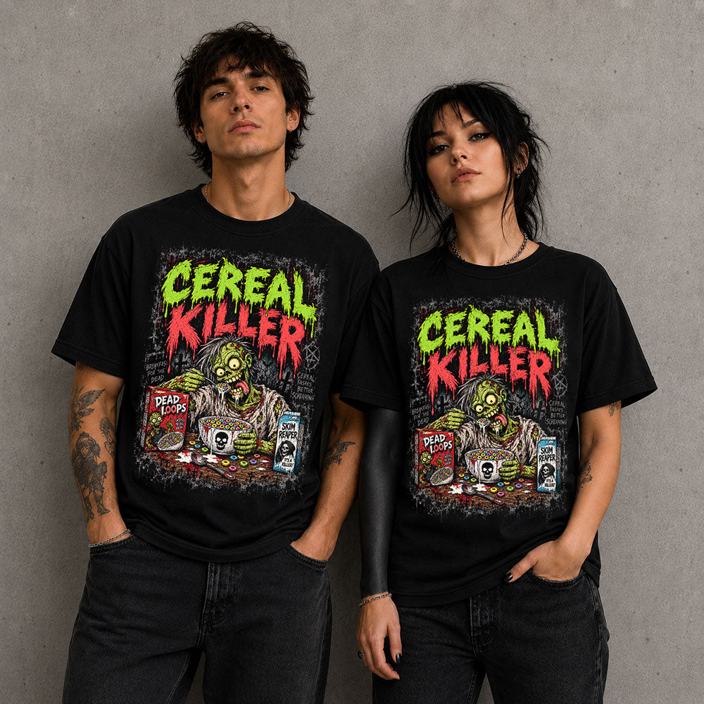Cereal Killer Funny Graphic Black Unisex T-Shirt