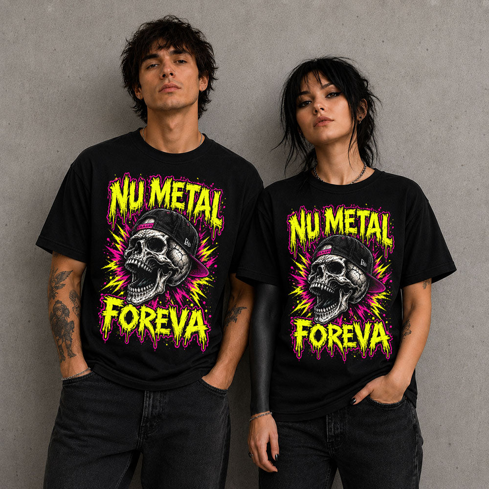 Nu Metal Foreva Rock Heavy Metal Skull Graphic Black Unisex T-Shirt