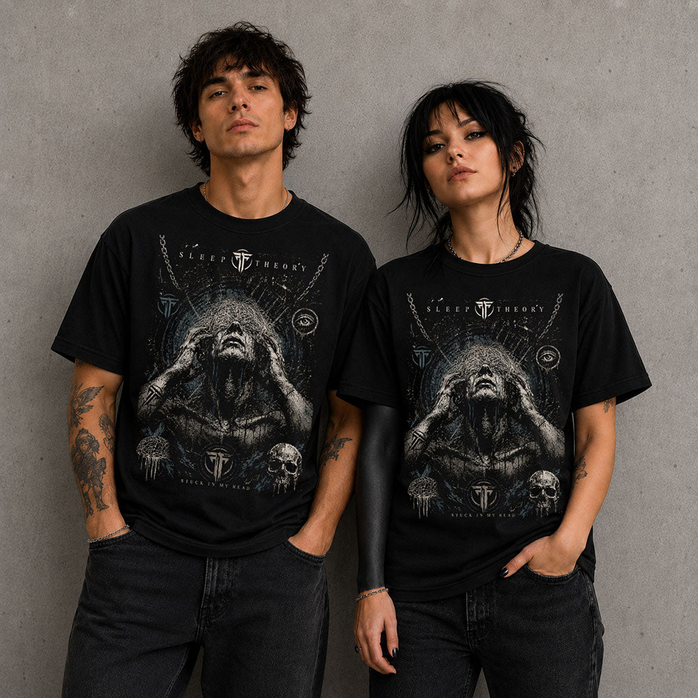 Sleep Theory Stuck In My Head Heavy Metal Band Music Graphic Black Unisex T-Shirt