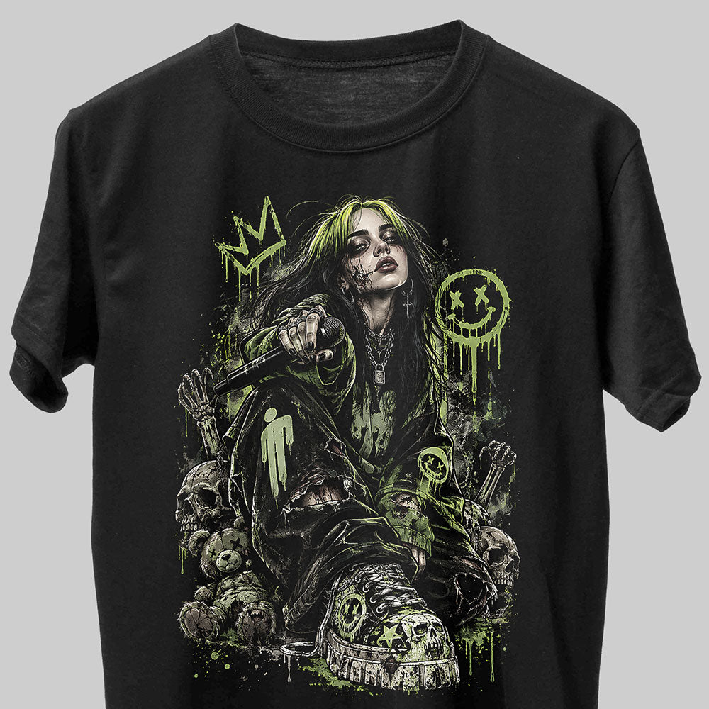 Billie Eilish Inspired Zombie Style Graphic Black Unisex T-Shirt