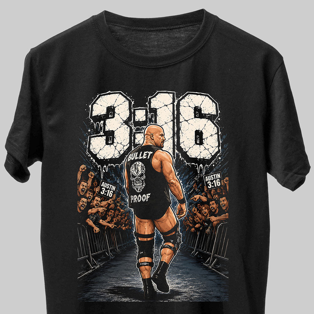 Stone Cold Steve Austin 3:16 Hall Of Fame WWE Wrestling Black Unisex T-Shirt