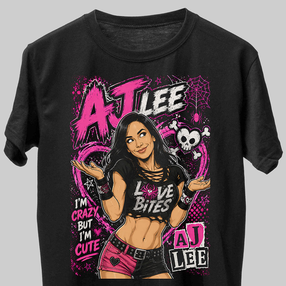 AJ Lee The Black Widow WWE Wrestling Black Unisex T-Shirt