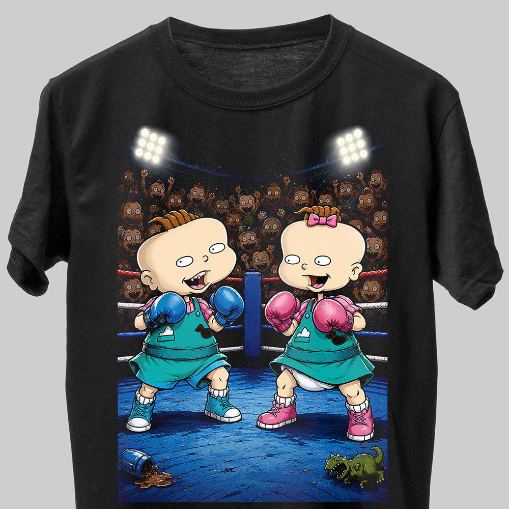 Rugrats Phil vs Lil Nickelodeon 90s Cartoon Graphic Black Unisex T-Shirt