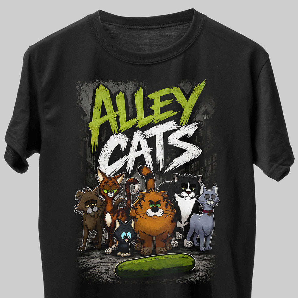 Alley Cats Ricky Gervais Funny Cartoon Graphic Black Unisex T-Shirt