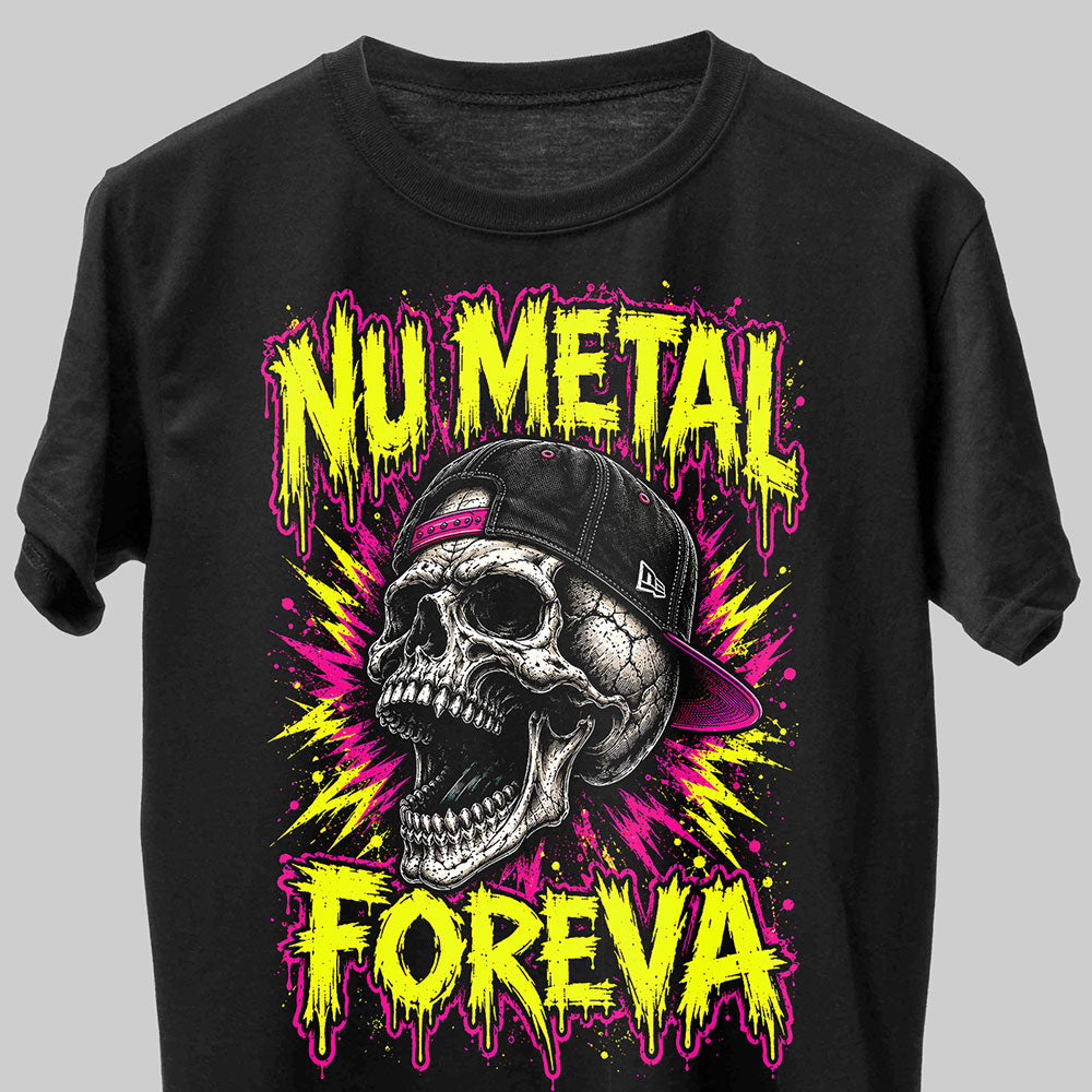Nu Metal Foreva Rock Heavy Metal Skull Graphic Black Unisex T-Shirt