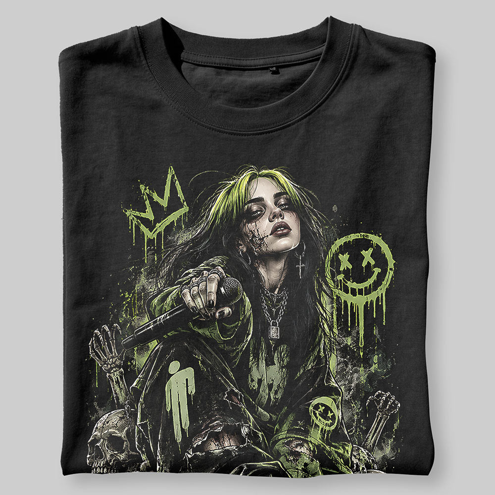 Billie Eilish Inspired Zombie Style Graphic Black Unisex T-Shirt