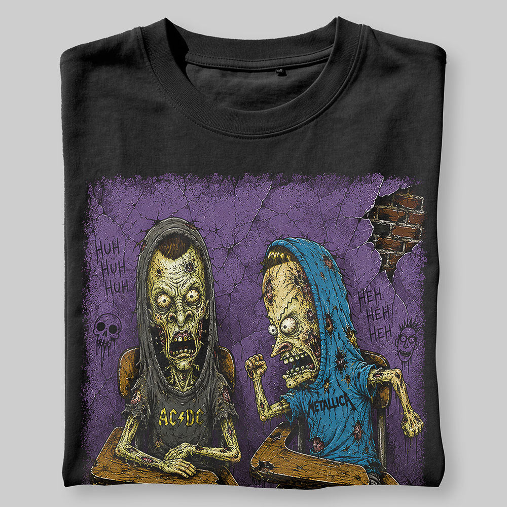 Beavis and Butt-Head Zombie 90s Funny Cartoon Graphic Black Unisex T-Shirt