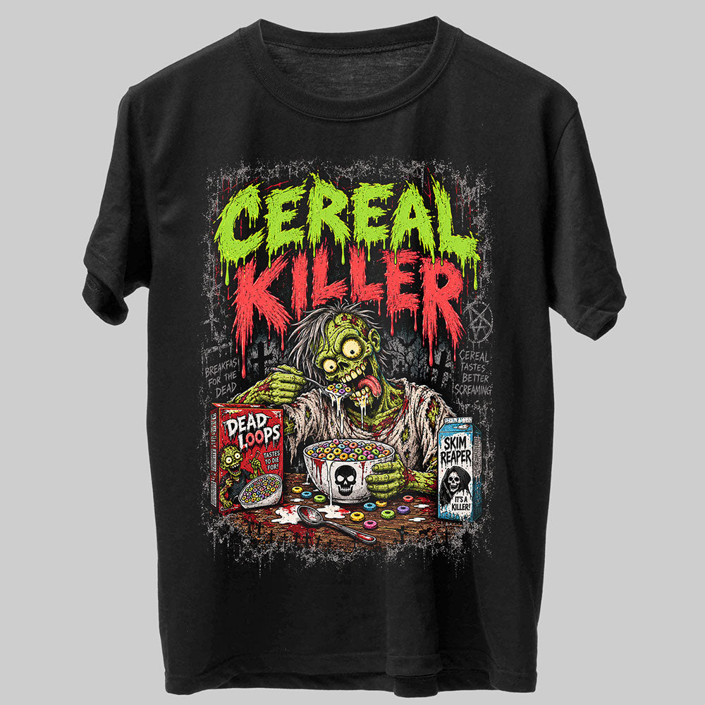 Cereal Killer Funny Graphic Black Unisex T-Shirt