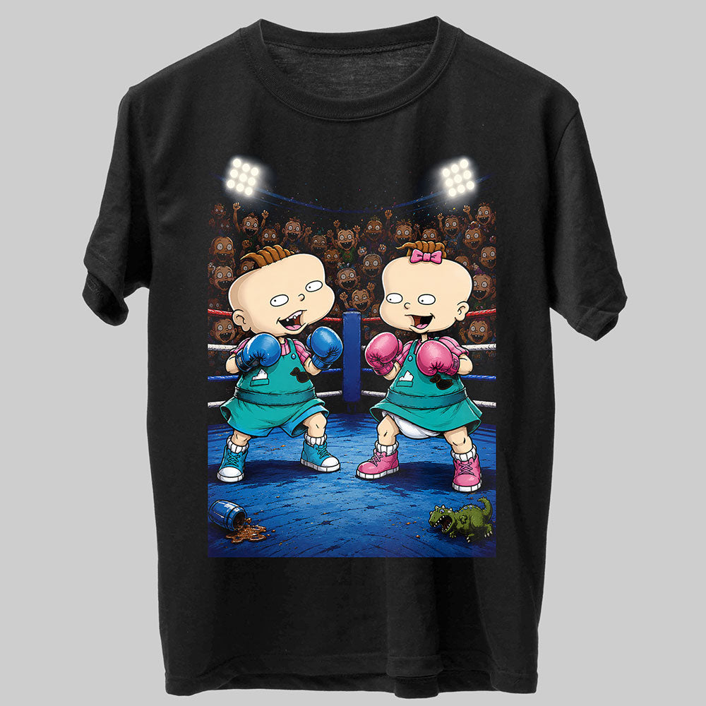 Rugrats Phil vs Lil Nickelodeon 90s Cartoon Graphic Black Unisex T-Shirt