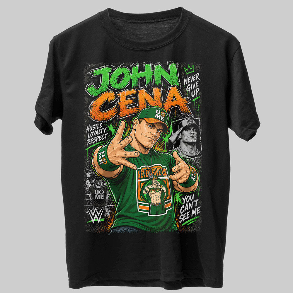John Cena Never Give Up WWE Wrestling Black Unisex T-Shirt
