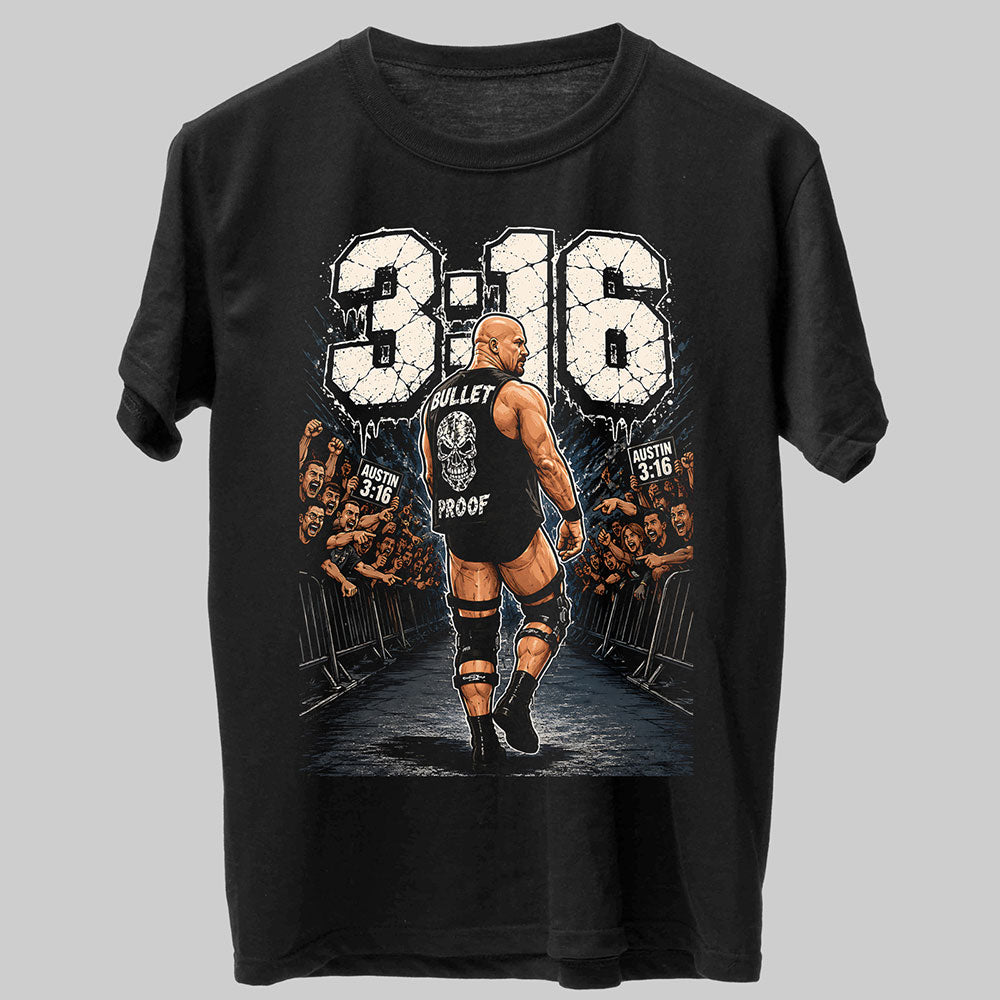 Stone Cold Steve Austin 3:16 Hall Of Fame WWE Wrestling Black Unisex T-Shirt