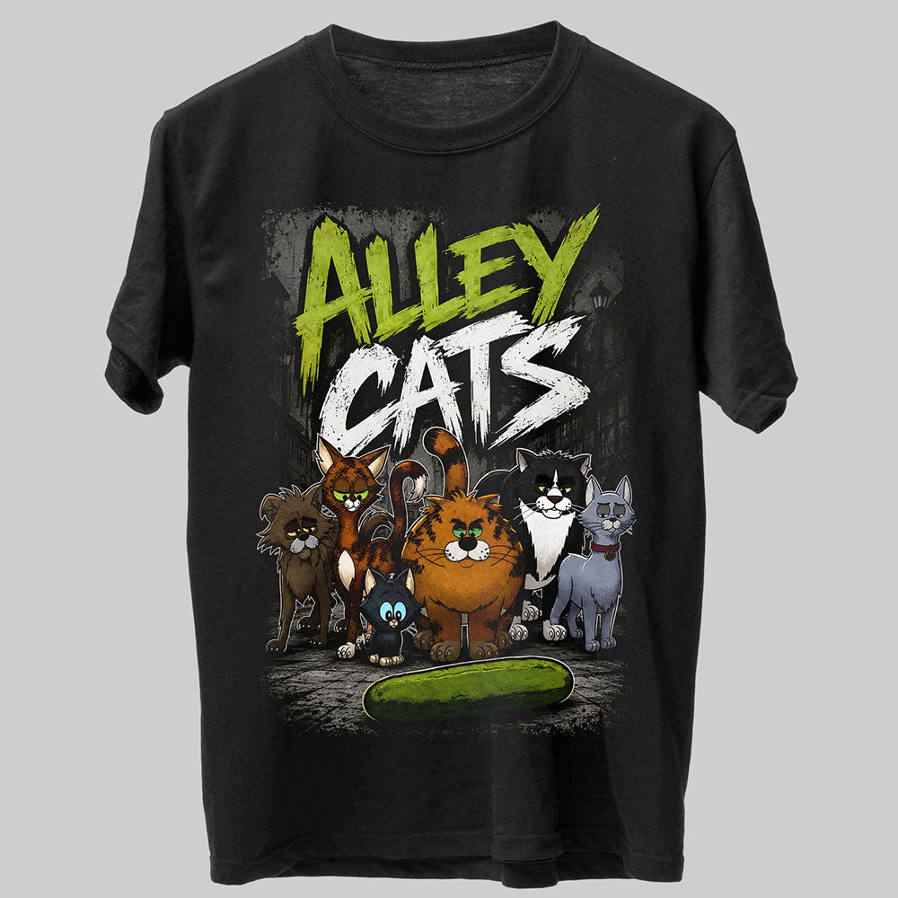 Alley Cats Ricky Gervais Funny Cartoon Graphic Black Unisex T-Shirt