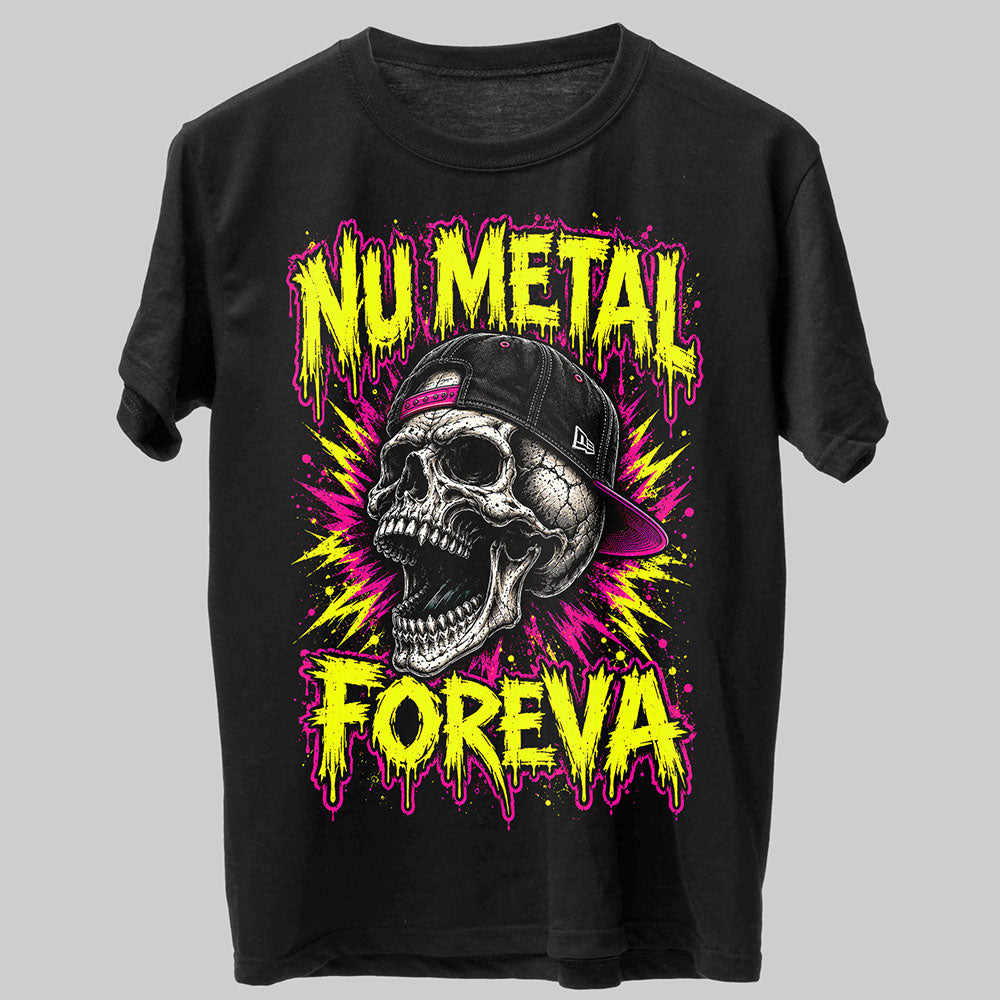 Nu Metal Foreva Rock Heavy Metal Skull Graphic Black Unisex T-Shirt