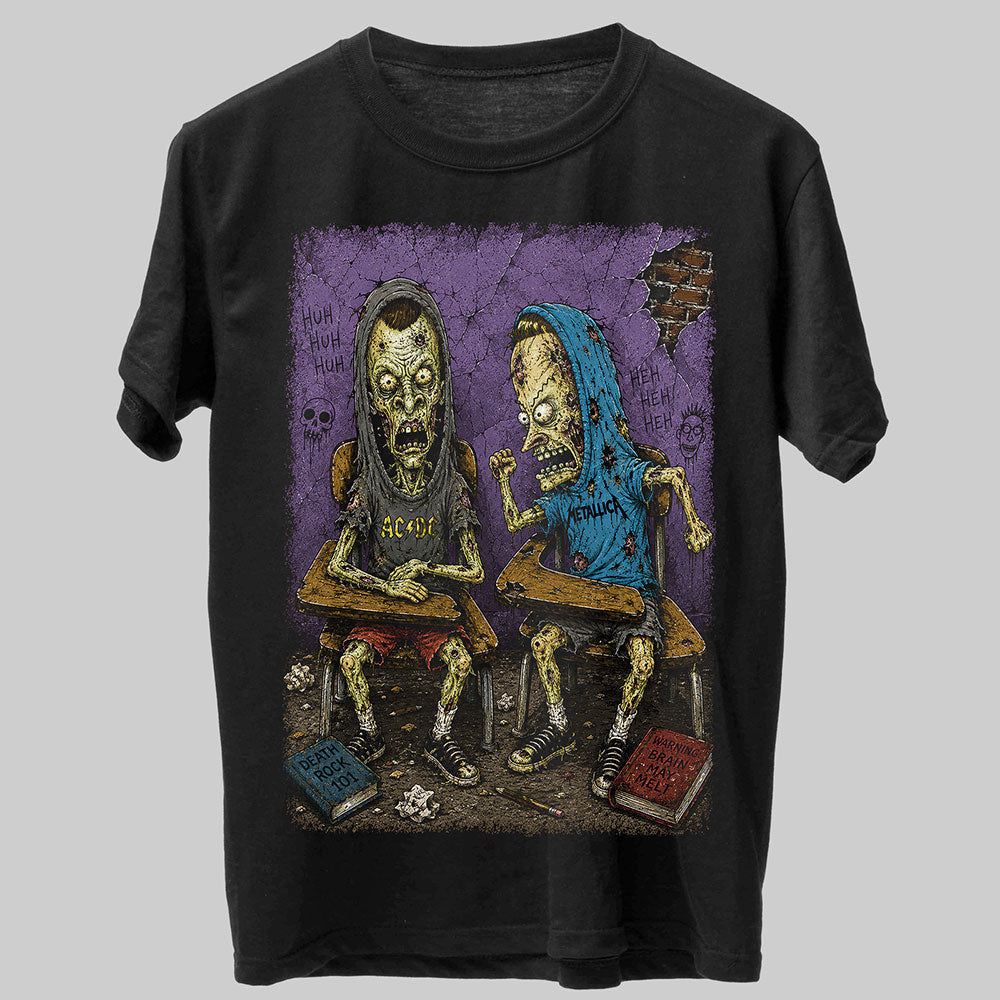 Beavis and Butt-Head Zombie 90s Funny Cartoon Graphic Black Unisex T-Shirt