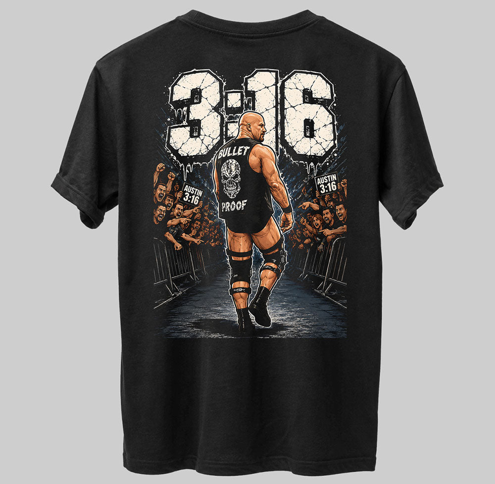 Stone Cold Steve Austin 3:16 Hall Of Fame WWE Wrestling Black Unisex T-Shirt