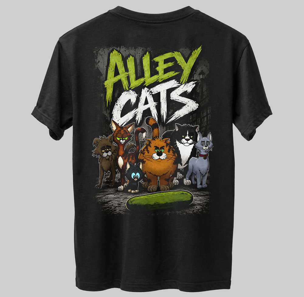 Alley Cats Ricky Gervais Funny Cartoon Graphic Black Unisex T-Shirt