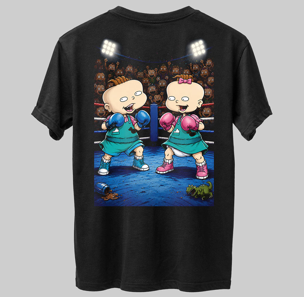 Rugrats Phil vs Lil Nickelodeon 90s Cartoon Graphic Black Unisex T-Shirt