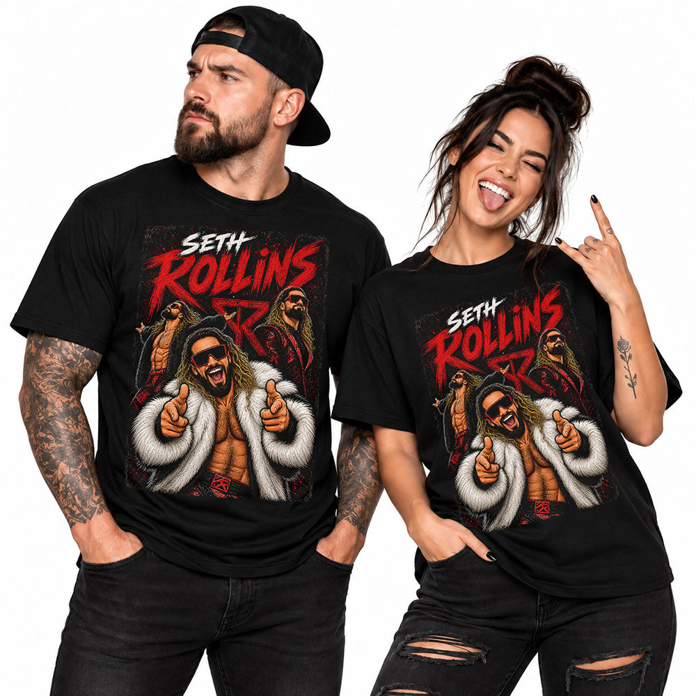 Seth Rollins Burn It Down! WWE Wrestling Black Unisex T-Shirt