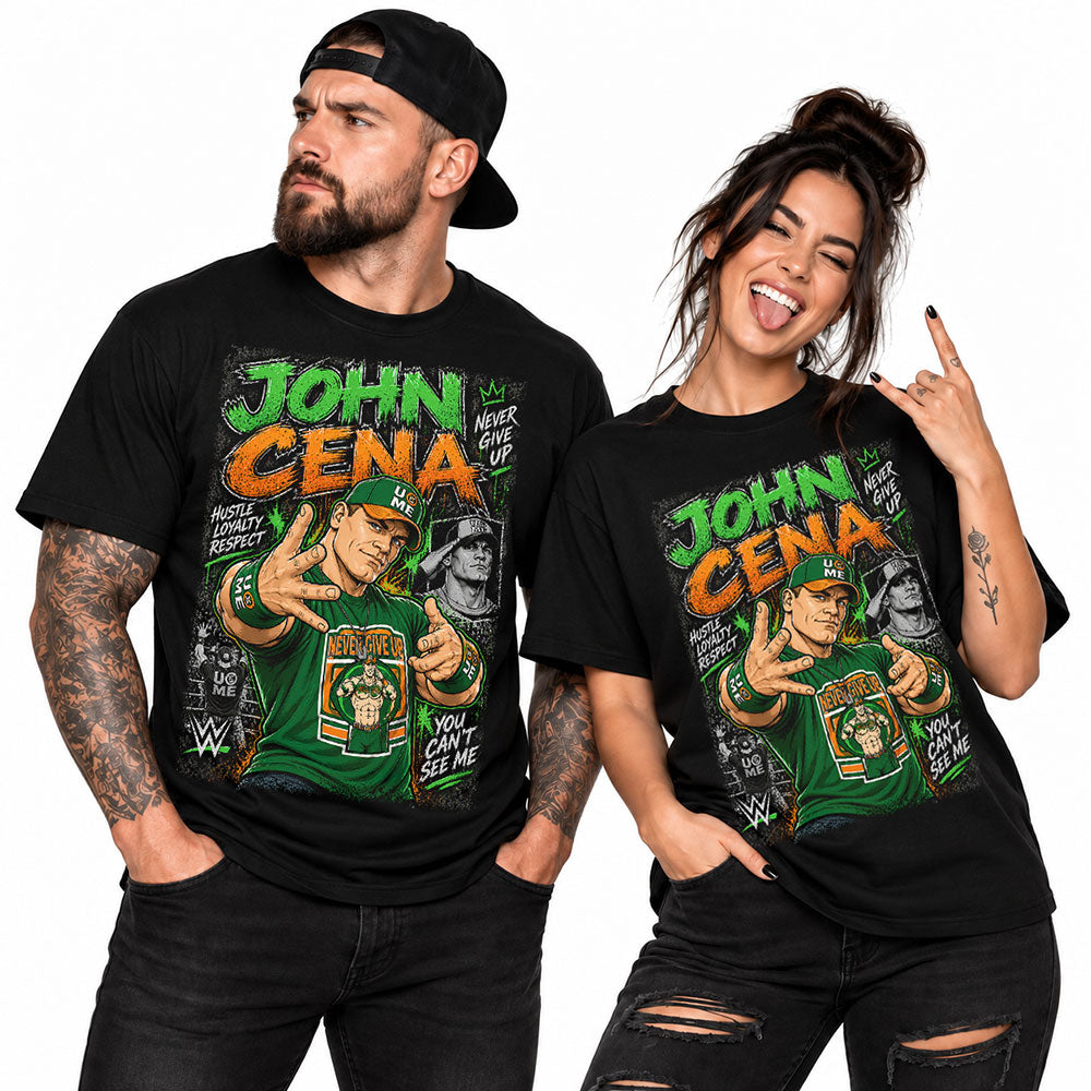 John Cena Never Give Up WWE Wrestling Black Unisex T-Shirt