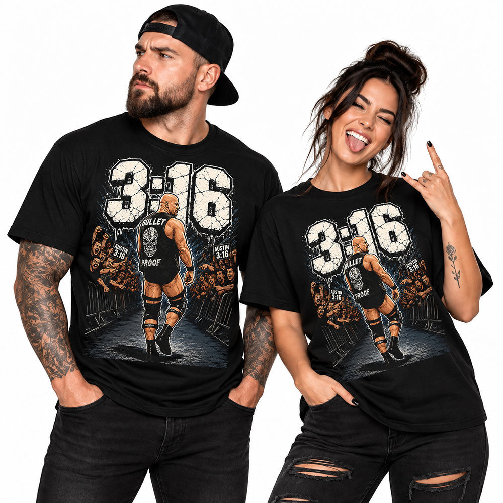 Stone Cold Steve Austin 3:16 Hall Of Fame WWE Wrestling Black Unisex T-Shirt